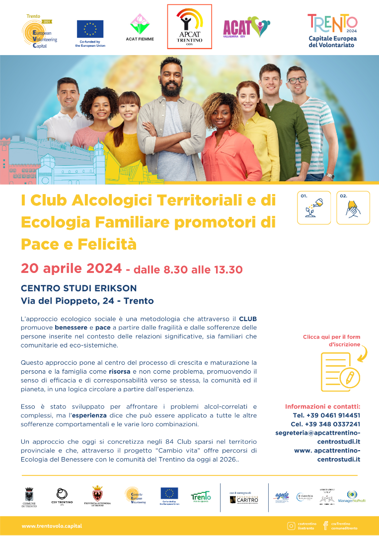 I Club Alcolcogi Territoriali ed i Club di Ecologia Familiare promotori di Pace e Felicità